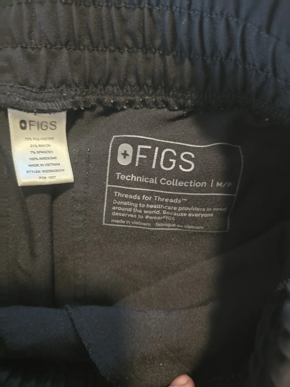 Figs Black Men's Jogger Cargo Pants with White Drawstring